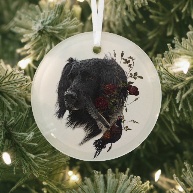 Großer Munsterlander mit Fasan Ornament Aus Glas (InSitu)