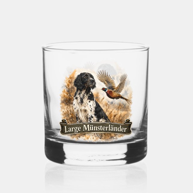 Großer Münsterländer mit Fasan Whiskyglas (Vorderseite)