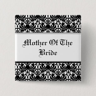 Großer mutiger Damast (Schwarzes) (Hochzeit) Button