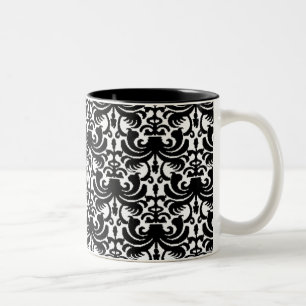 Großer mutiger Damast (Schwarzes) Zweifarbige Tasse