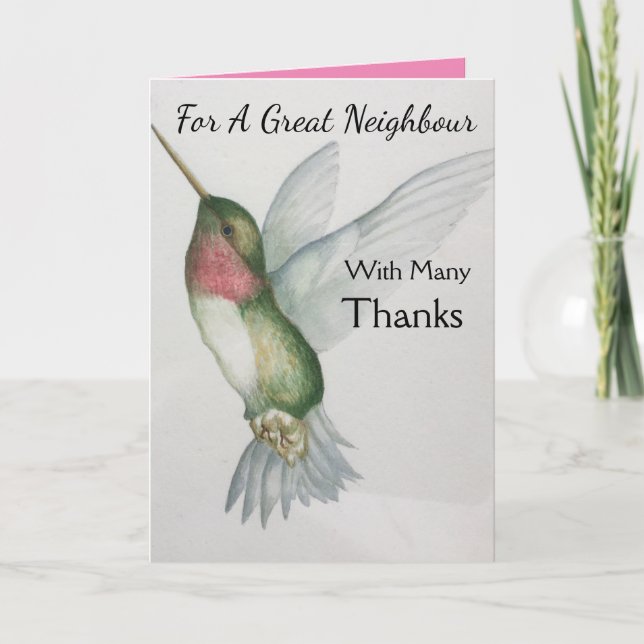 Großer Nachbar Vielen Dank Happy Hummingbird Karte (Vorderseite)