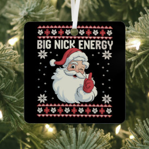 Großer Nick Energy Santa hässlicher Weihnachtspull Ornament Aus Metall