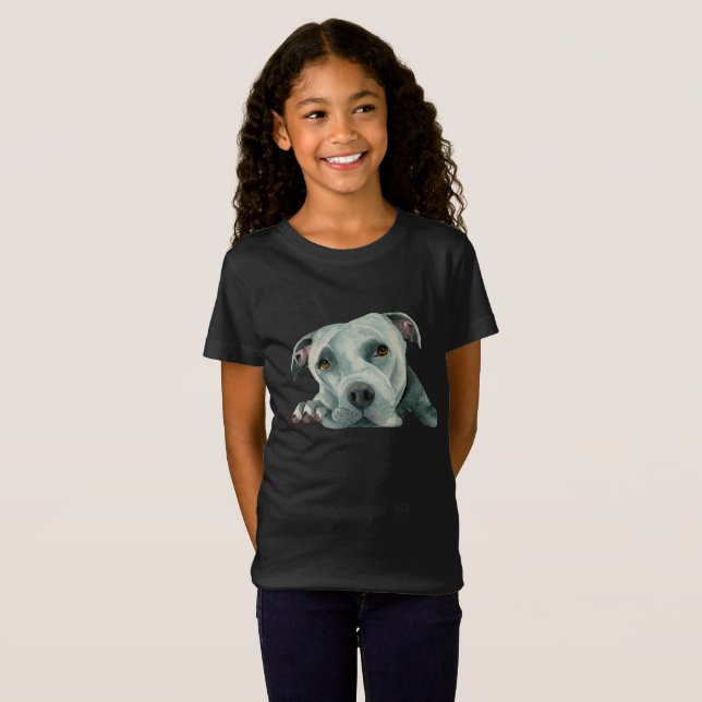 Großer Ol Kopf des Pitbull-HundeAquarell-| T-Shirt (Vorne ganz)