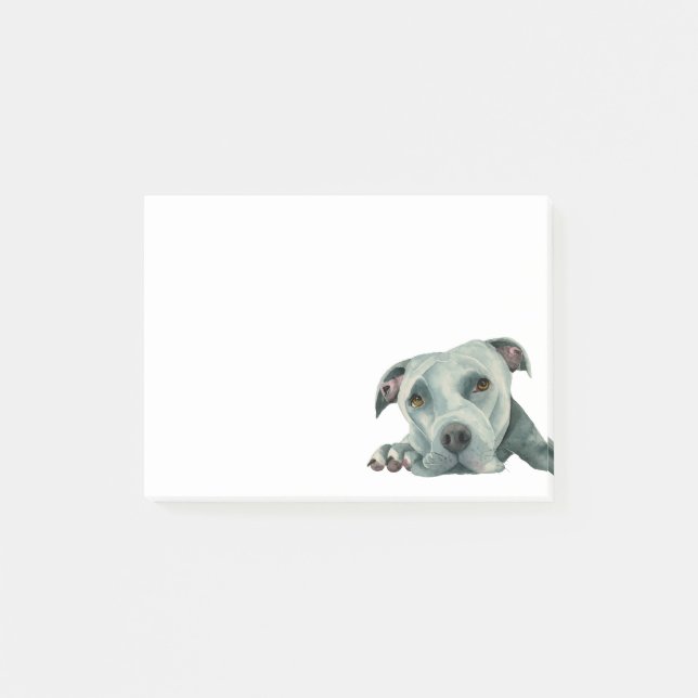 Großer Ol Kopf - Pitbull-HundeAquarell-Malerei Post-it Klebezettel (Vorderseite)