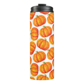 Großer orangefarbener Kürbis. Einfaches Drucken mi Thermosbecher