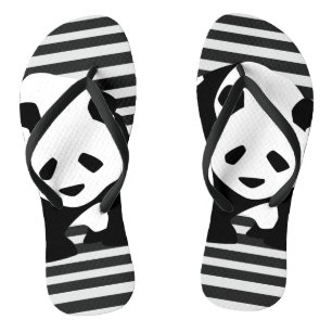 Großer Panda und Streifen Flip Flops