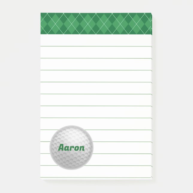 Grosser Personalisierter Golfposten - Hinweise Post-it Klebezettel (Vorderseite)