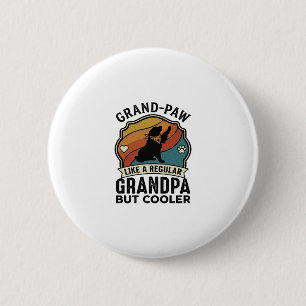 Großer Pfote Opa Hund Retro Sonnenuntergang Bandan Button