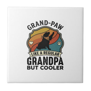 Großer Pfote Opa Hund Retro Sonnenuntergang Bandan Fliese