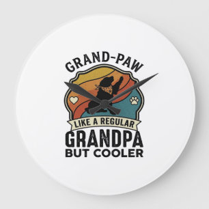 Großer Pfote Opa Hund Retro Sonnenuntergang Bandan Große Wanduhr