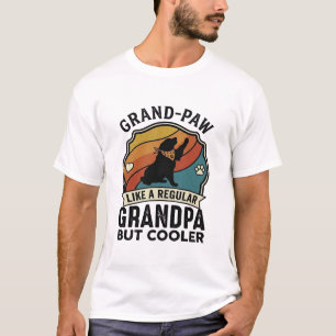 Großer Pfote Opa Hund Retro Sonnenuntergang Bandan T-Shirt