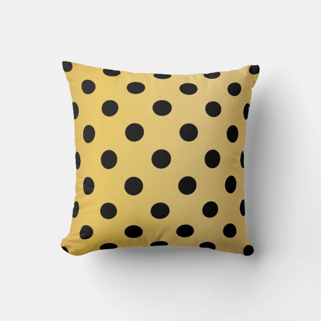 Großer Poke A Dots Gold und Schwarz Kissen (Vorderseite)