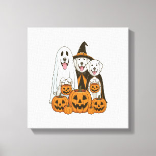 Großer Pyrenäen-Hund Geist Hexe Halloween passend Leinwanddruck