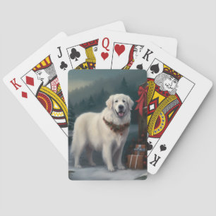 Großer Pyrenäen-Hund im Schnee Weihnachten Spielkarten