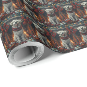 Großer Pyrenäen Hund mit Weihnachtsgeschenken Kami Geschenkpapier