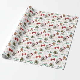 Großer Pyrenäen-Hund mit Weihnachtsmannmütze zu We Geschenkpapier