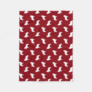 Großer Pyrenäen-Hund Silhouetten Muster Rot Fleecedecke