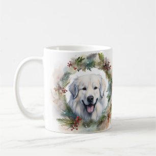 Großer Pyrenäen-Weihnachtskranz Festlicher Hund Kaffeetasse