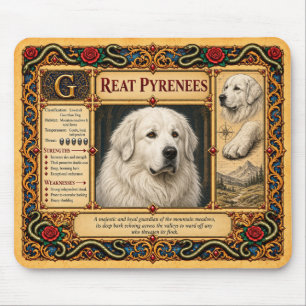 Großer Pyrenäenhund, mittelalterliche Bestiarien-K Mousepad