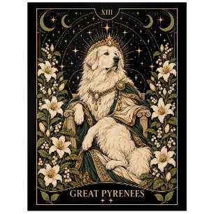 Großer Pyrenäenhund, Sternen-Tarot-Kunst Postkarte