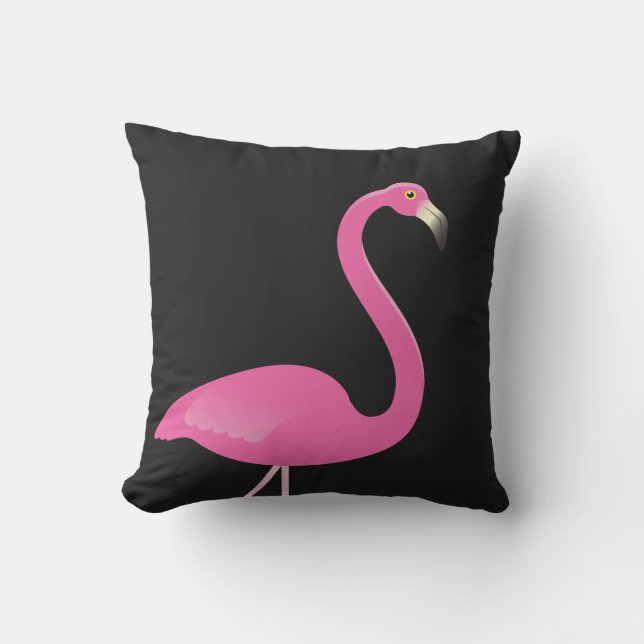 Großer rosa Flamingo auf schwarzem Kissen im (Vorderseite)