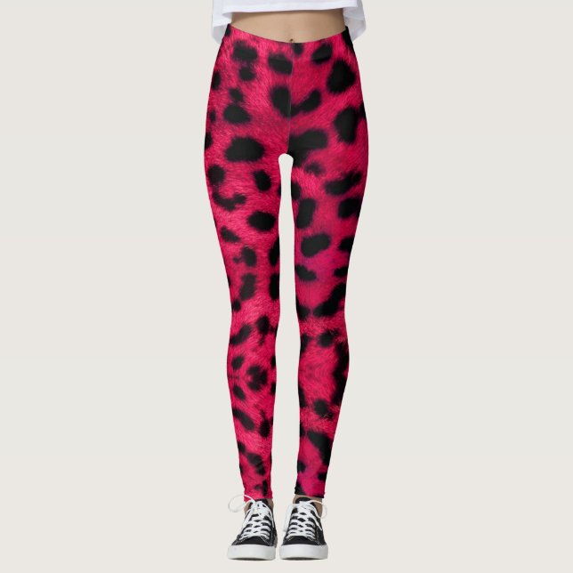 großer rosa Leopardendruck Leggings (Vorderseite)