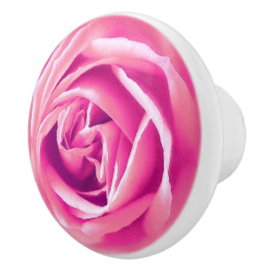 Großer rosa Rosenaufdruck Keramikknauf