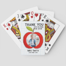 Großer Roter Apfel Lehrer Danke Foto Poker Karten