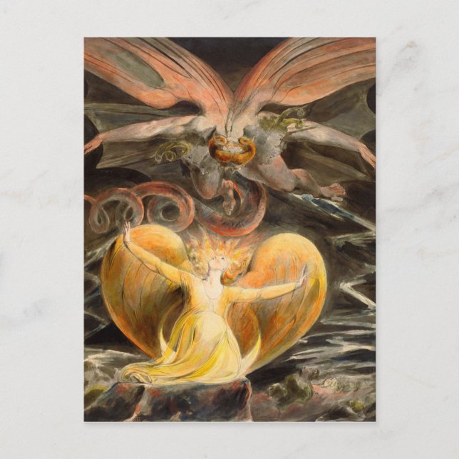 Großer Roter Drache und die Frau mit Sonne bekleid Postkarte (Vorderseite)