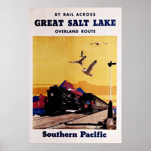 GROSSER SALZSEE Südpazifik Altes Eisenbahnposter Poster (Vorne)