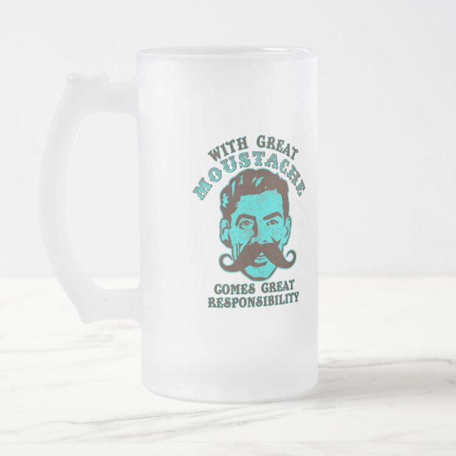 Großer Schnurrbart Mattglas Bierglas (Links)