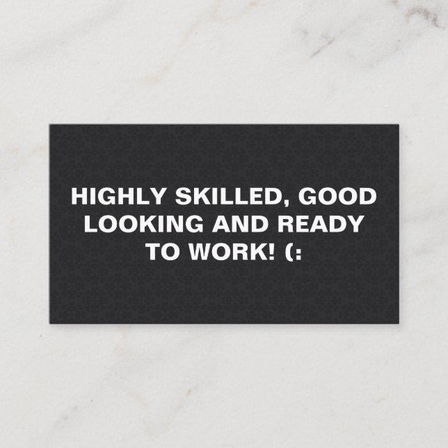 Grosser Schriftart | Damask Black Pattern Print Visitenkarte (Vorderseite)