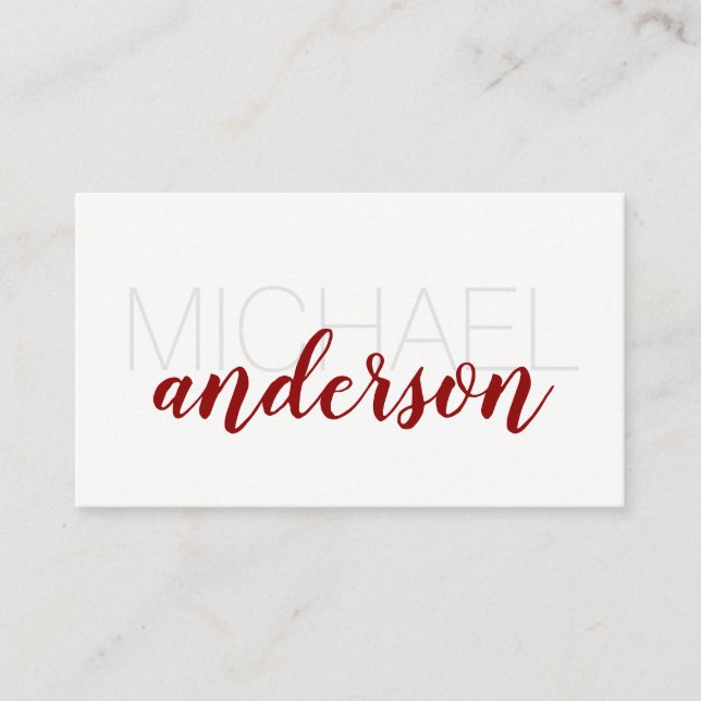 Grosser Schriftart | Rotes Skript Beruflich Visitenkarte (Vorderseite)