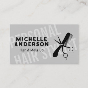 Grosser Schriftart   Schere und Kamm Visitenkarte