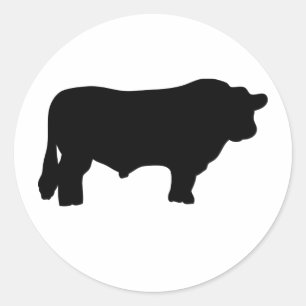 großer schwarzer Angus-Stier Runder Aufkleber