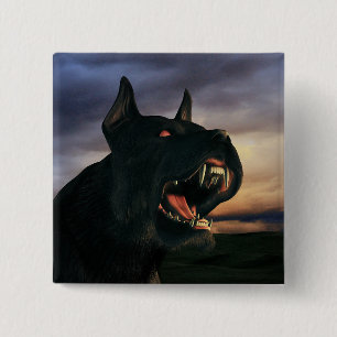 Großer, schwarzer Hund Button
