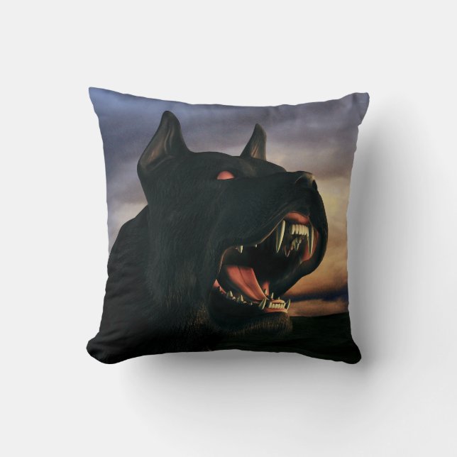 Großer, schwarzer Hund Kissen (Vorderseite)
