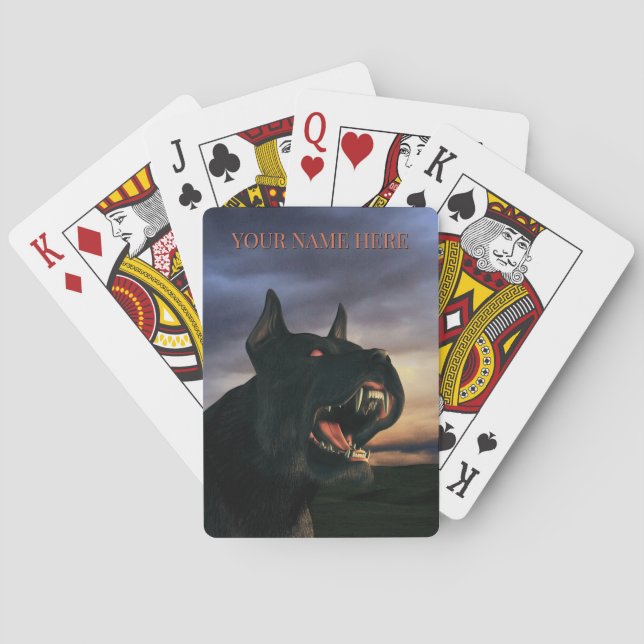 Großer schwarzer Hund Spielkarten (Rückseite)