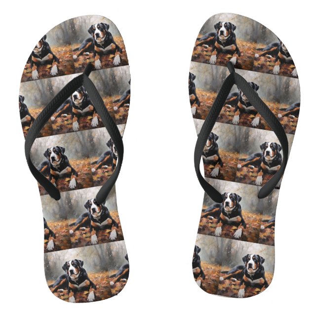 Grosser Schweizer Berg im Herbst Leaves Fall Flip Flops (Fußbett)