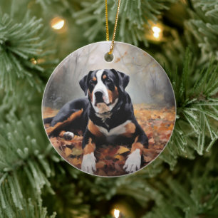 Grosser Schweizer Berg im Herbst Leaves Fall Keramik Ornament