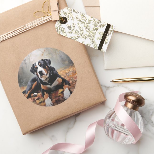 Grosser Schweizer Berg im Herbst Leaves Fall Runder Aufkleber (Schenken)