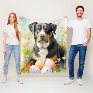 Grosser Schweizer Berg mit Ostereiern Fleecedecke