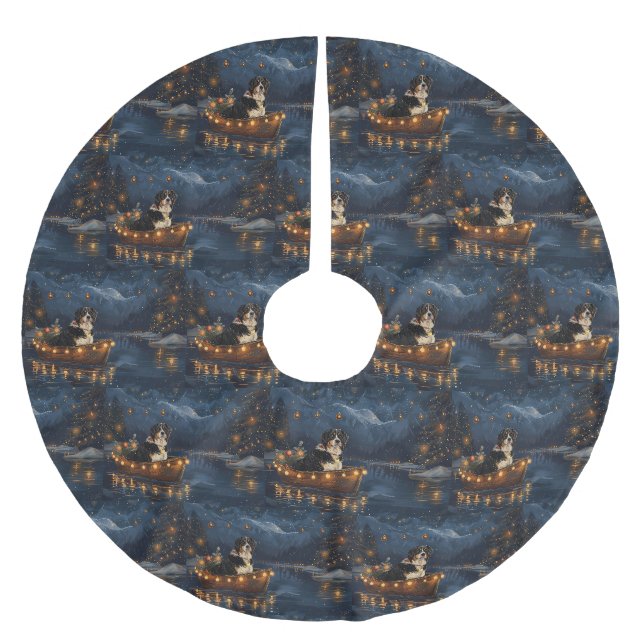 Grosser Schweizer Berg Weihnachtsfest Reise Polyester Weihnachtsbaumdecke (Vorderseite)