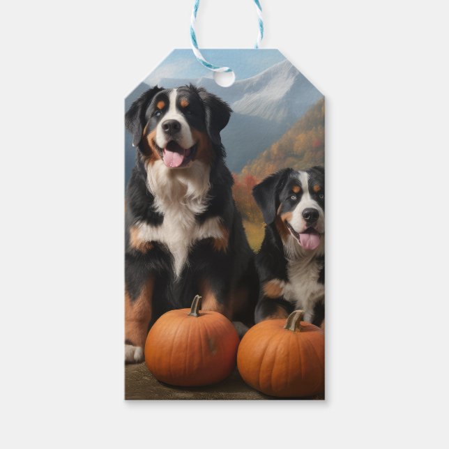 Grosser Schweizer Berggipfel Herbst Kürbisgeplänke Geschenkanhänger (Vorderseite)