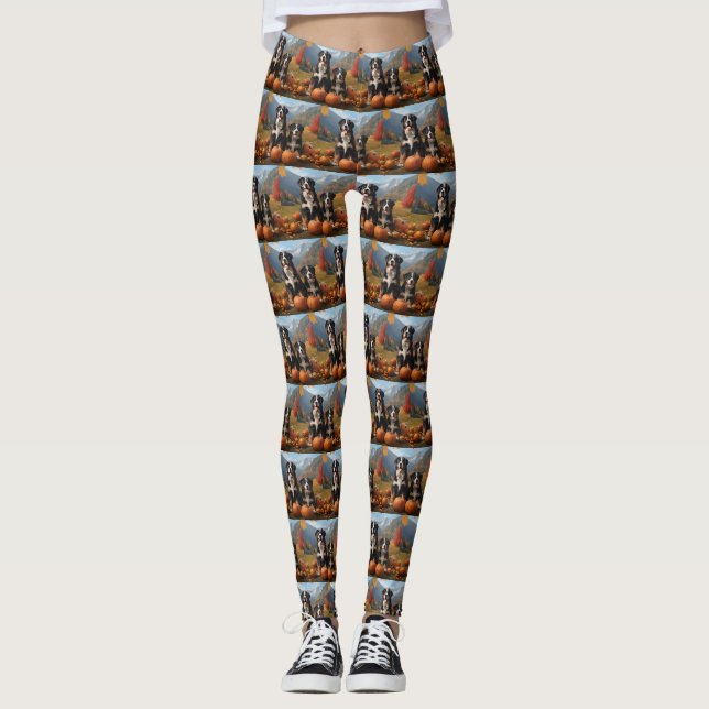 Grosser Schweizer Berggipfel Herbst Kürbisgeplänke Leggings (Vorderseite)