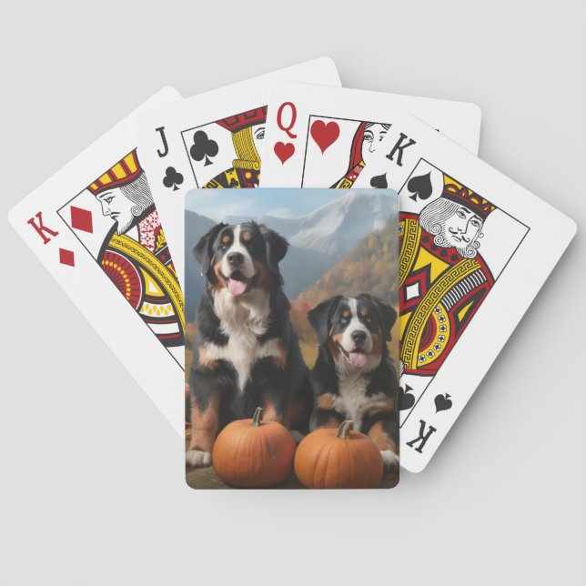 Grosser Schweizer Berggipfel Herbst Kürbisgeplänke Spielkarten (Rückseite)