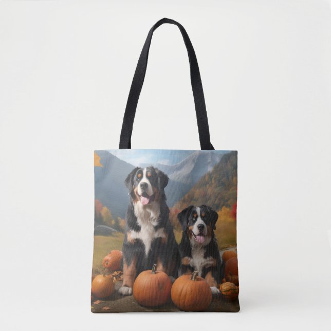Grosser Schweizer Berggipfel Herbst Kürbisgeplänke Tasche (Vorderseite)