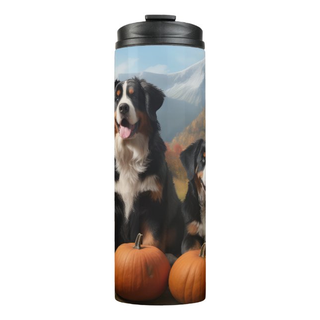 Grosser Schweizer Berggipfel Herbst Kürbisgeplänke Thermosbecher (Vorderseite)