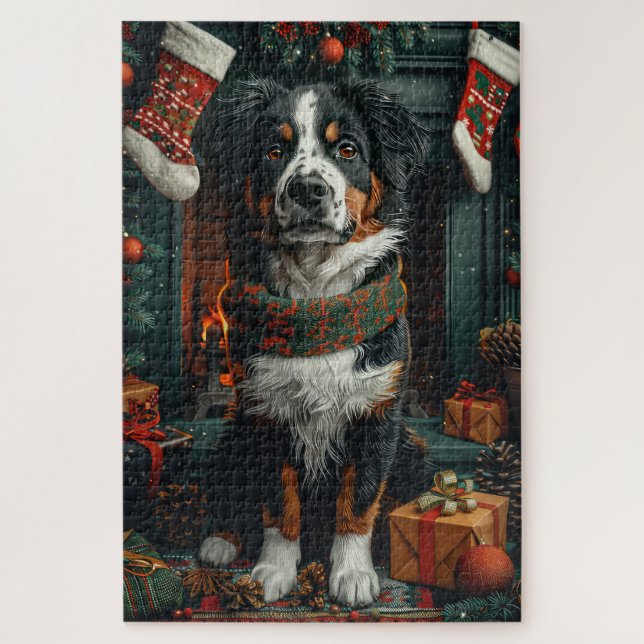 Großer Schweizer Hund mit Weihnachtsgeschenke Kami (Vertikal)