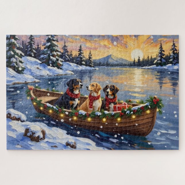 Großer Schweizer Sennenhund Weihnachtsboot Urlaub (Horizontal)
